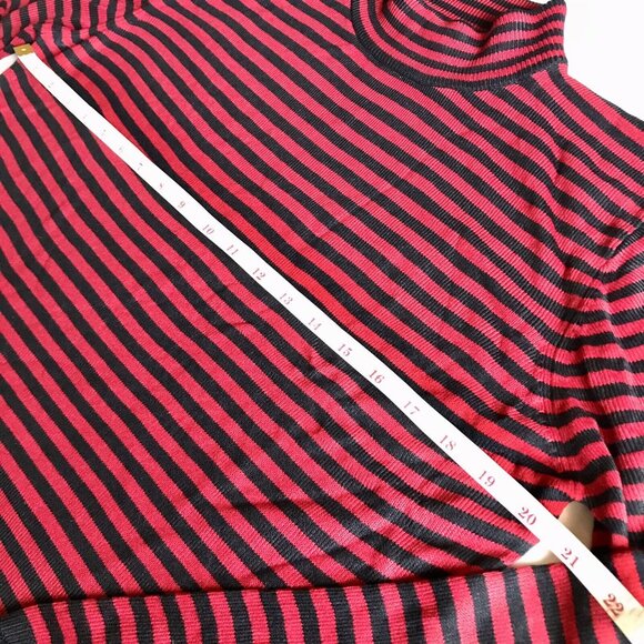 Sag Harbor Women’s Size Large Red & Black Striped Long Sleeve Top Shirt - Picture 4 of 6